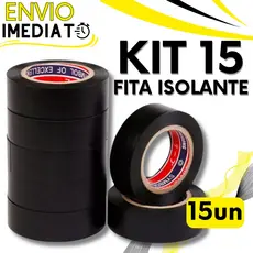 KIT 5/15 Unid Fitas Isolante Antichama PVC Preta Para Eletricista Fios Cabos Elétricos Uso Geral Domestico e Industrial