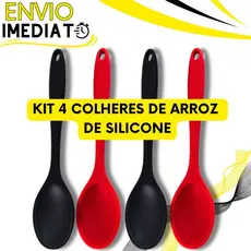 KIT 4 Colher de Arroz de Silicone 27cm Super Resistente Maciça Não Risca a Panela para Casa Cozinha Restaurante Buffet