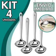 KIT Jogo 4 Mini Concha Pequena Aço Inox Polido Para Servir Molho Caldos Calda Farofa Vinagrete Utensílios de Metal