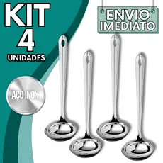 KIT Jogo 4 Concha Aço Inox GRANDE Polida Super Resistente para Servir Molho Feijão Sopa Caldo Casa Restaurante Buffet