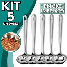 KIT Jogo 5 Concha Aço Inox GRANDE Polida Super Resistente para Servir Molho Feijão Sopa Caldo Casa Restaurante Buffet