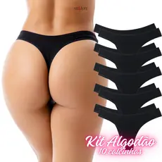 Kit 10 Calcinhas em Algodão Adulto