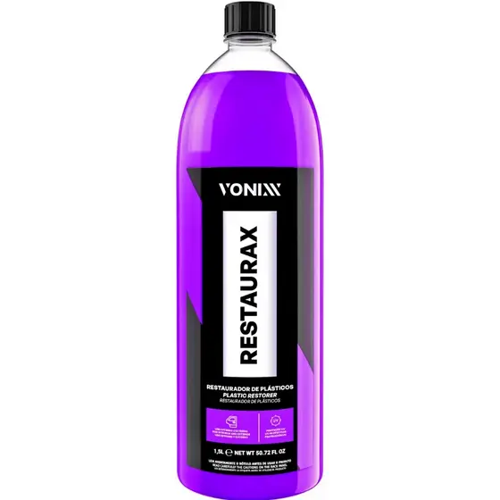 Restaurador Plastico Automotivo - Restaurax 1,5 Litros Vonix Super Brilho Estetica Automotiva
