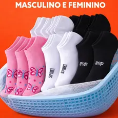 Kit 3/6/12 PARES de Meias Soquete Masculinas 40-46 e Feminina 35-40 Corrida Esporte