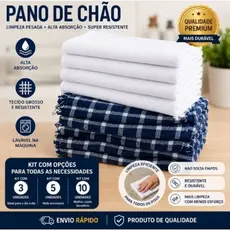 Pano de Chão Grande duplo premium  70x40cm – Algodão Puro, Alta Absorção e Limpeza Sem Esforço