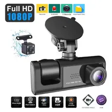 Câmera de Parabrisa de carro HD 1080P câmera de 3 lentes gravador DVR câmera de direção