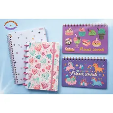 Kit Caderno de Disco Inteligente Planner Semanal Caderno Espiral 80 folhas Cores Pastel 2026 Moda Papelaria Fofa Kwaii