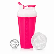 Coqueteleira Shaker 600ml 2 cores com Alça, Esfera misturadora e Peneirinha