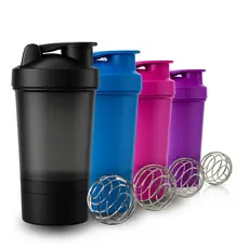 Coqueteleira Shaker 500ml com 3 compartimentos Esfera misturadora Peneirinha varias cores