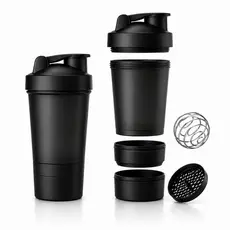 Coqueteleira Shakequeira 500ml com 3 compartimentos mais esfera misturadora e peneira varias cores