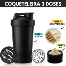 Coqueteleira 500ml Shaker com 3 Compartimentos Peneira Misturador Varias cores