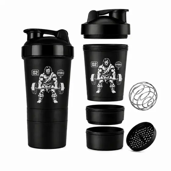 Coqueteleira Shakequeira Estampada de 500ml com 3 compartimentos mais esfera misturadora e peneira