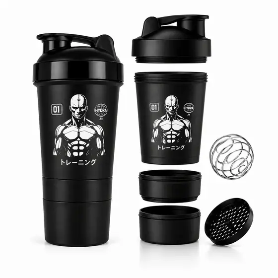 Coqueteleira Shaker 500ml Estampada com 3 compartimentos mais esfera misturadora e peneira