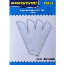 Lamina De Estilete Larga 18mm Masterprint Cx C/ 100 Unidades.