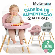 Cadeira Cadeirão de Alimentação Portátil Cadeirinha Infantil 2 Alturas Acolchoada Bebê Multmaxx