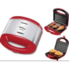 Sanduicheira e Grill Mondial Red S-19 Premium Inox/Vermelha Grelha 800W