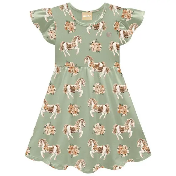 Vestido Milon Infantil Menina Estampa Horse