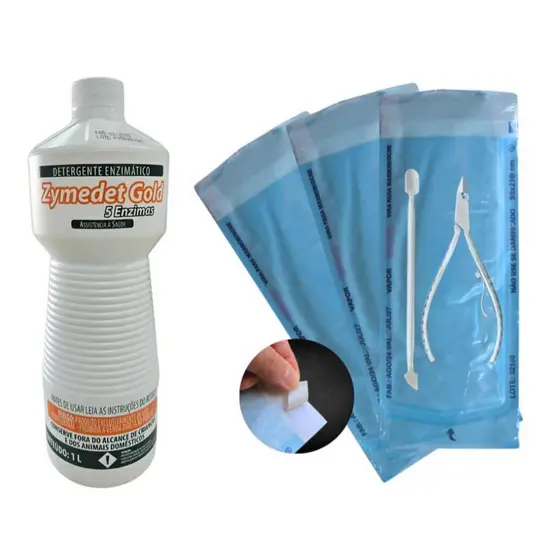 Detergente Enzimático 1L + Envelope Para Esterilização 9x23cm manicure kit
