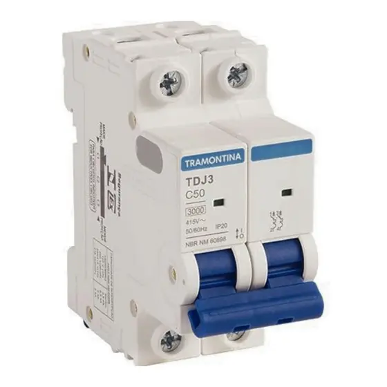 MINIDISJUNTOR BIPOLAR TDJ3-2C50 2P 50A 3KA