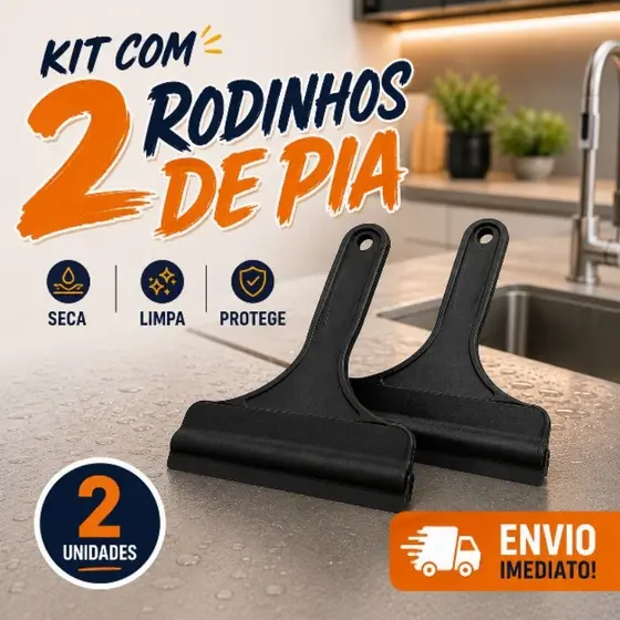 Kit 2 Rodinhos de Pia Seca Limpa Bancada Box Vidro Pia Cozinha