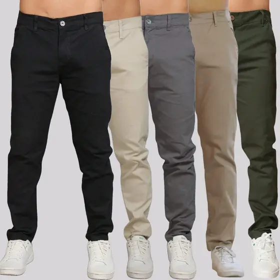 Kit 5 Calça Sarja Masculina Calca Masculino C/lycra Elastano