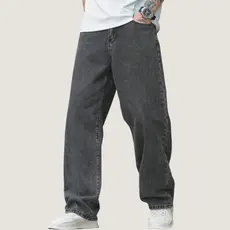 Calça Balão Jeans Masculina Grafite 100% Algodão Grosso Boca Larga Bag Streetwear Urbana Casual Moda Atual Tendência
