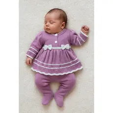 Vestido Calça Laço RN Bebê Menina Récem Nascido Tricô infantil Tricot