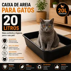 Caixa De Areia Para Gatos Tamanhos 20 e 40 Litros Resistente Para Uso Diário