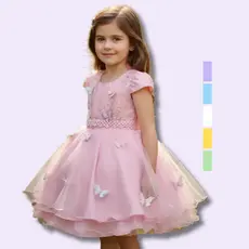 Vestido De Festa Infantil Luxo Jardim Encantado Borboletas Curto