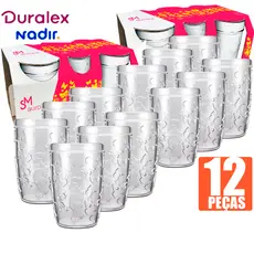 Jogo Kit 12 Copos Aurora SM Nadir 270ml Conjunto Refrigerantes Café Vidro Temperado Nadir Lanchonete