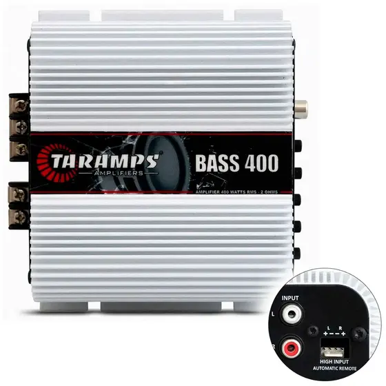 Amplificador Taramps Bass 400 400W RMS 2 Ohms Subwoofers Compacto Potente