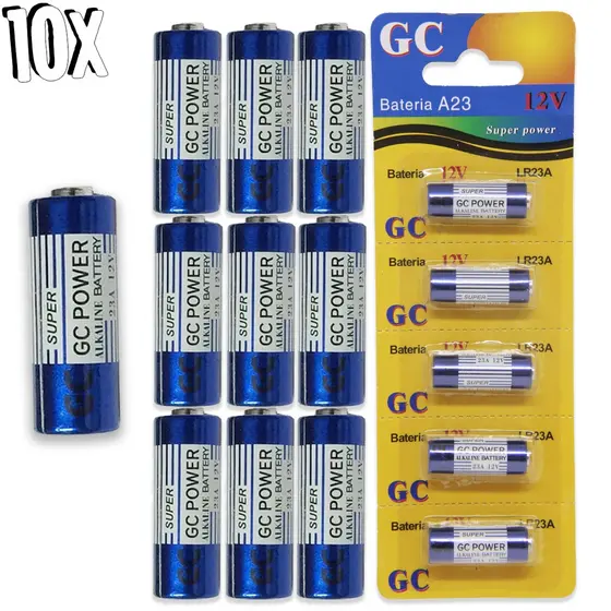 Cartela com 10 Pilhas Alcalina 23 Amperes 12V A23 12V Controle Alarme Portão