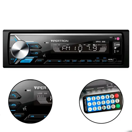 Rádio MP3 Automotivo Tiger Auto TG-4.3.006 com Bluetooth e Controle via Aplicativo 45W RMS Preto