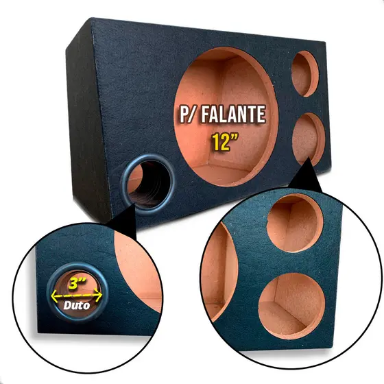 Caixa Trio Som automotivo Falante 12 Polegadas 38 Litros MDF 15mm 100%