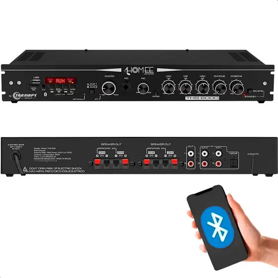 Amplificador Residencial Taramps 4 Canais 400w Rms Ths 6000 Original