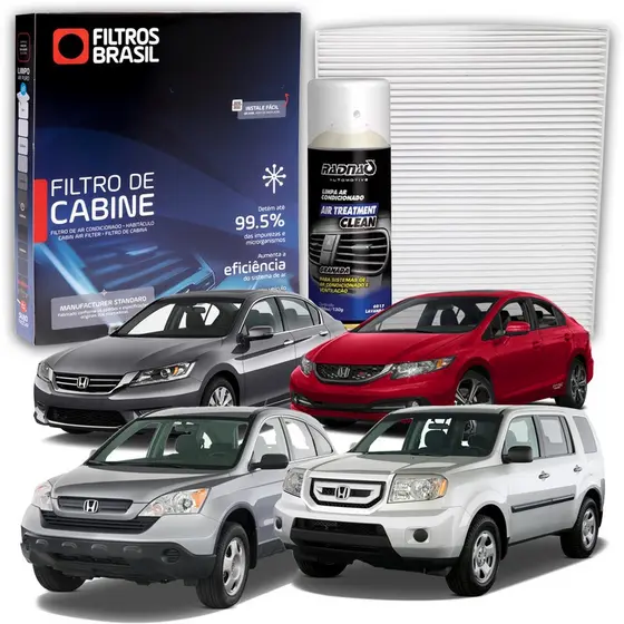 Filtro de Cabine p/ Honda Accord Civic CRV + Higienizador Limpa Ar Condicionado Tipo Granada