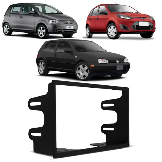 Moldura Mp5 7 Polegadas Multimídia Player 2 Din Preto p/ Carro Fox Polo Golf Ecosport Fiesta