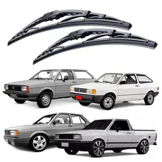 Conjunto Palhetas Ferro Limpador Para-brisa VW Gol, Parati, Saveiro G1 1980-1997, 16"/16", Encaixe Baioneta, Cinoy