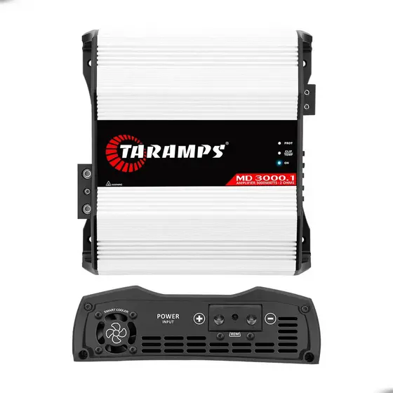 Módulo Taramps MD 3000.1 2 Ohms, 1 Canal, 3000W RMS, Full Range, Crossover HPF/LPF, Bass Boost