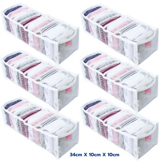 Kit 6 Organizador P de Gaveta Cômoda Guarda-Roupas para Roupa Intima Cuecas Meias Calcinha e Body Rn