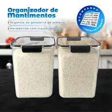 Kit 2 Potes Grande 4200ml Resistente Organizador Mantimentos Dispensa Cozinha