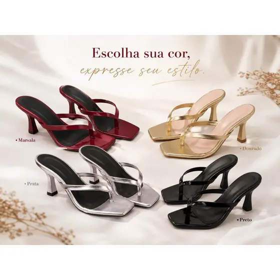 ✨Tamanco Feminino Glam Chic Luxo – Salto 7 cm