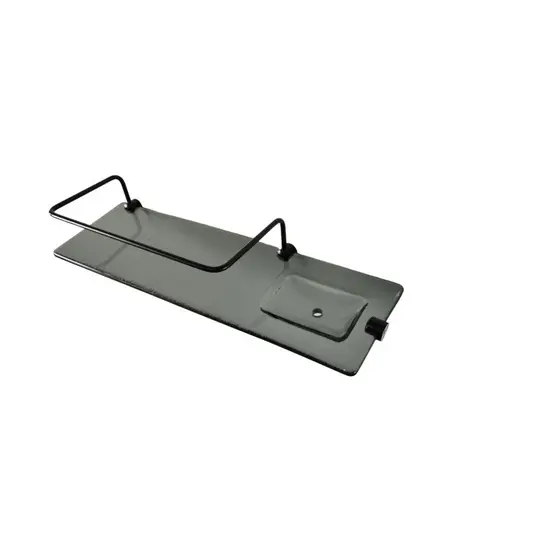 Porta Shampoo Com Saboneteira -Vidro - 40x12cm 8mm - Grade Preta
