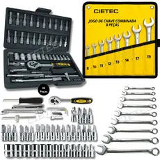 Jogo De Chave Soquete Catraca Chave Combinada Fenda Philips Soquetes Canhao Kit Ferramentas Completo Aço Crv