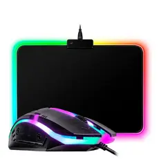 Kit Combo Gamer Mouse + Mouse Pad Led 7 Cores Tecido Speed
