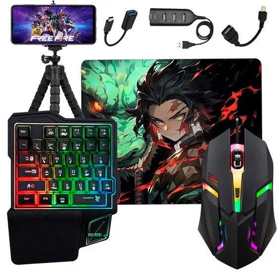 Kit Mobilador Para Celular Completo Varios Modelos Teclado + Mouse Gamer + Mouse Pad + Hub + Tripe +Fone Gamer Bluetooth