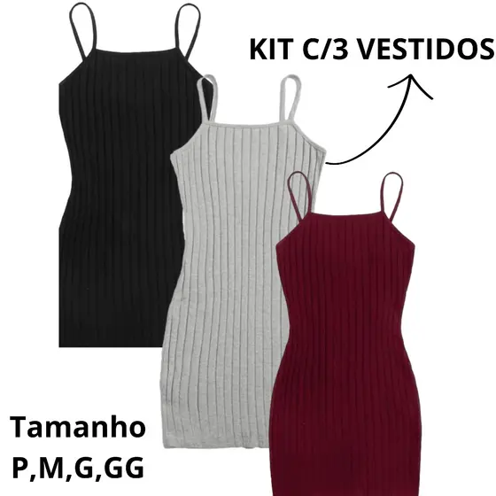 Vestidinho colado sem bojo canelado de alcinha curto envio rapido