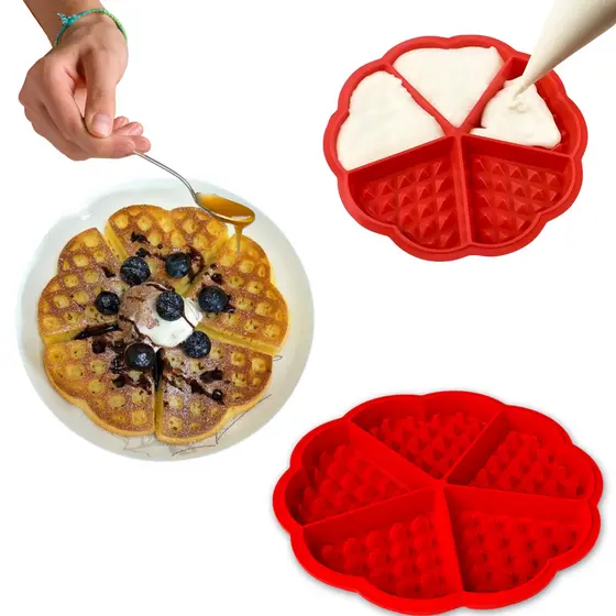 Kit 2 Forma De Waffle Panquecas Crocante Silicone Antiaderente Multiuso Air Fryer