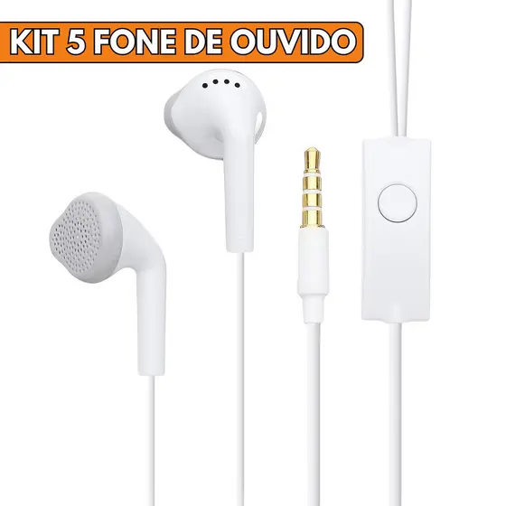 Kit 5 Fone De Ouvido Para Celular Com Fio E Microfone Entrada P2 De 3.5mm