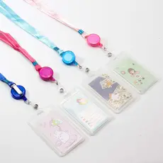 Cordão Com Porta Crachá Roller Clip Retrátil Suporte Plástico Para Cartão Bilhete Único